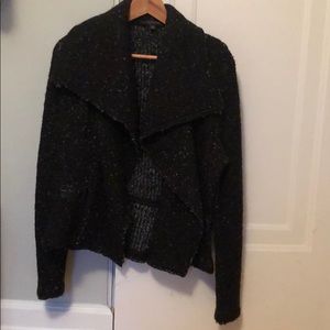 Sweater jacket with faux leather details